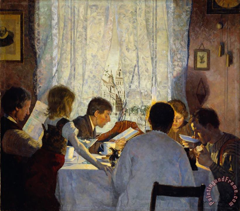 Gustav Wentzel Breakfast Ii. The Artist's Family Art Painting