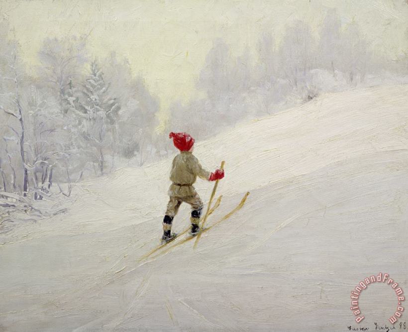 Gustav Wentzel Ski Training Art Print