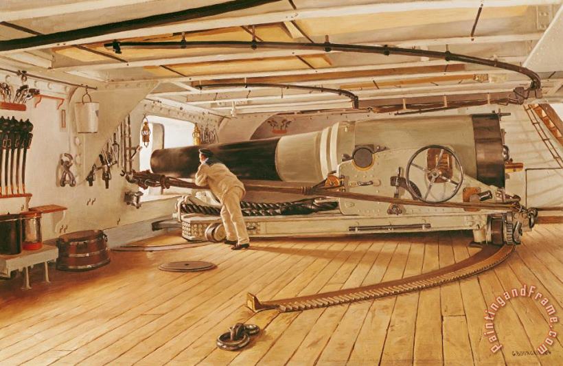 Gustave Bourgain Twenty-Seven Pound Cannon on a Battleship Art Print