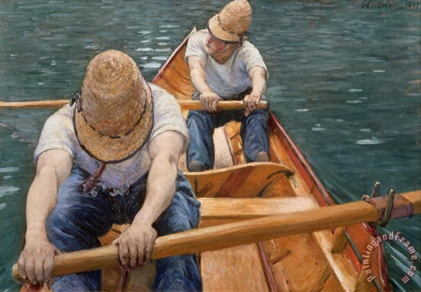 Boaters Rowing On The Yerres painting - Gustave Caillebotte Boaters Rowing On The Yerres Art Print