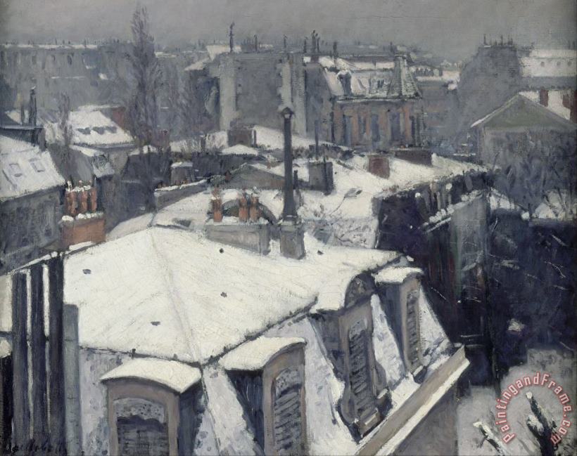 Rooftops in The Snow (snow Effect) painting - Gustave Caillebotte Rooftops in The Snow (snow Effect) Art Print