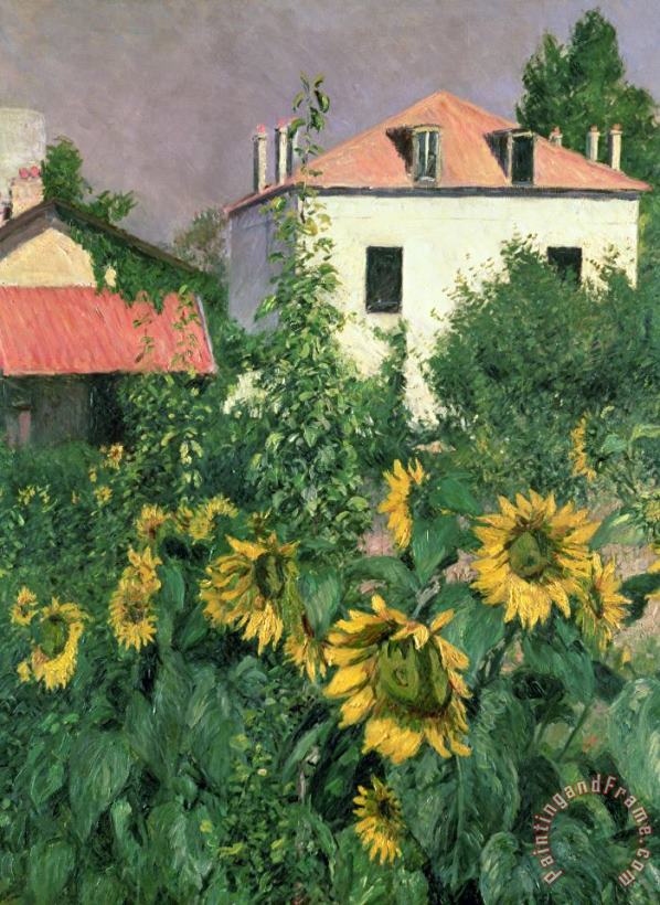 Gustave Caillebotte Sunflowers In The Garden At Petit Gennevilliers Art Print