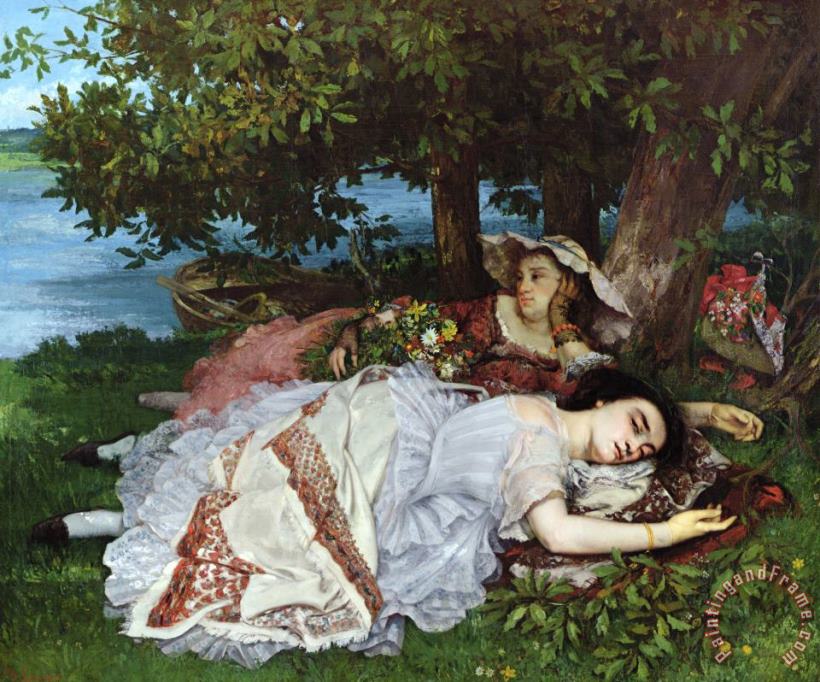 Gustave Courbet Girls on the Banks of the Seine Art Painting