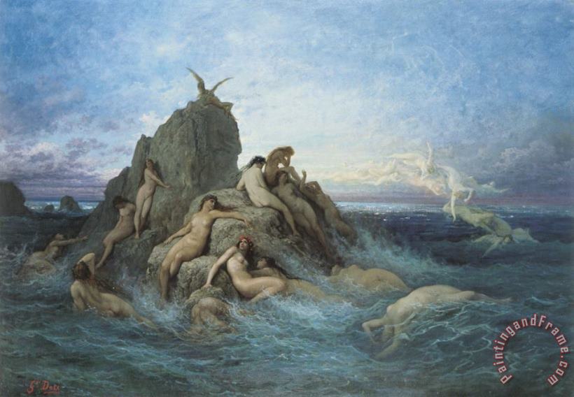 Oceanides (naiads of The Sea) painting - Gustave Dore Oceanides (naiads of The Sea) Art Print