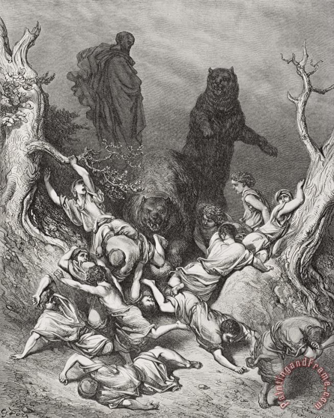 The Children Destroyed By Bears painting - Gustave Dore The Children Destroyed By Bears Art Print