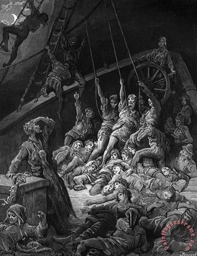 The Dead Sailors Rise Up And Start To Work The Ropes Of The Ship So That It Begins To Move painting - Gustave Dore The Dead Sailors Rise Up And Start To Work The Ropes Of The Ship So That It Begins To Move Art Print