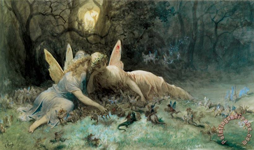 The Fairies a Scene Drawn From William Shakespeare painting - Gustave Dore The Fairies a Scene Drawn From William Shakespeare Art Print
