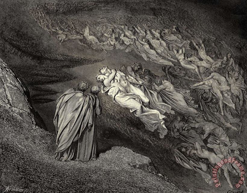 Gustave Dore The Inferno, Canto 5, Lines 105106 “love Brought Us to One Death Caina Waits The Soul, Who Spilt Our Life.” Art Painting