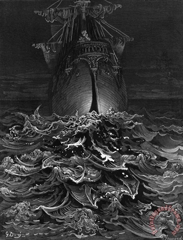 Gustave Dore The Mariner Gazes On The Ocean And Laments His Survival While All His Fellow Sailors Have Died Art Print