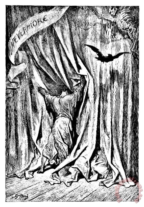 The Raven Nevermore Illustration Engraving painting - Gustave Dore The Raven Nevermore Illustration Engraving Art Print