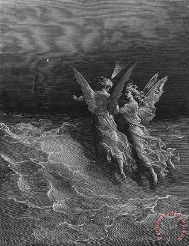 Gustave Dore The Two Fellow Spirits Of The Spirit Of The South Pole Ask The Question Why The Ship Travels Art Painting