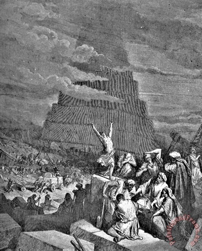 Tower Of Babel Bible Illustration painting - Gustave Dore Tower Of Babel Bible Illustration Art Print