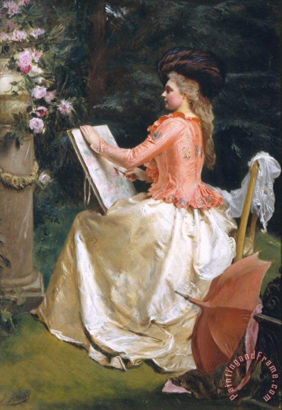 Gustave Jean Jacquet The Artist in The Garden Art Painting