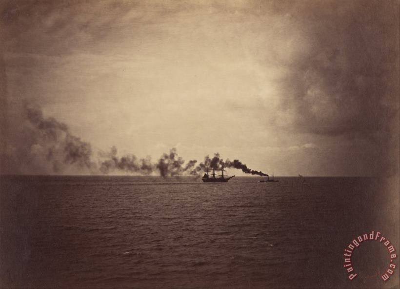 Gustave Le Gray Seascape with Sailing Ship And Tugboat Art Print