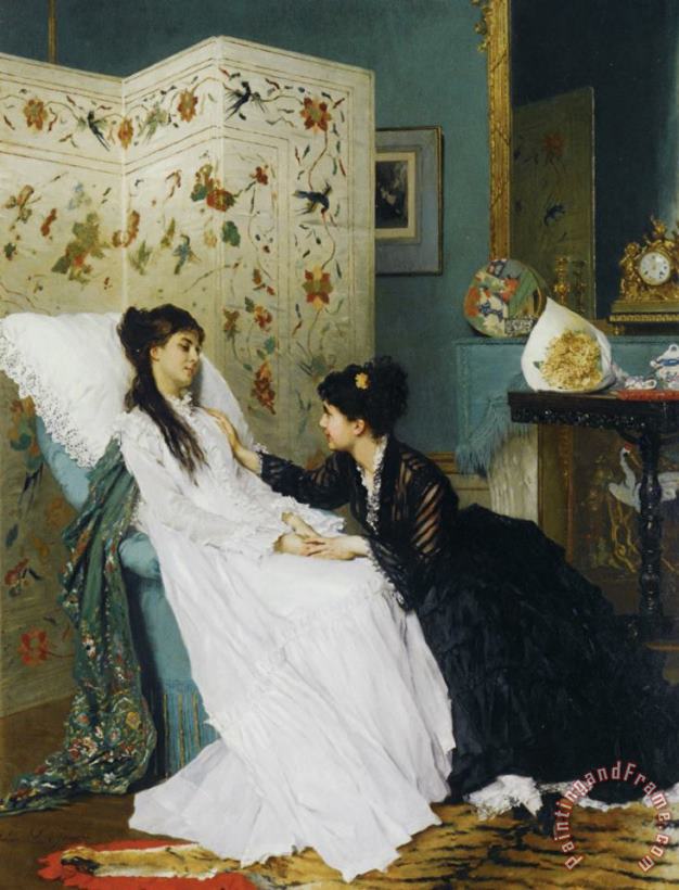 Gustave Leonhard De Jonghe The Convalescent Art Painting