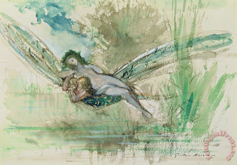 Dragonfly painting - Gustave Moreau Dragonfly Art Print