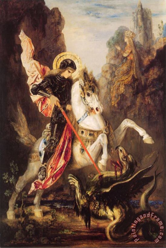 Saint George painting - Gustave Moreau Saint George Art Print