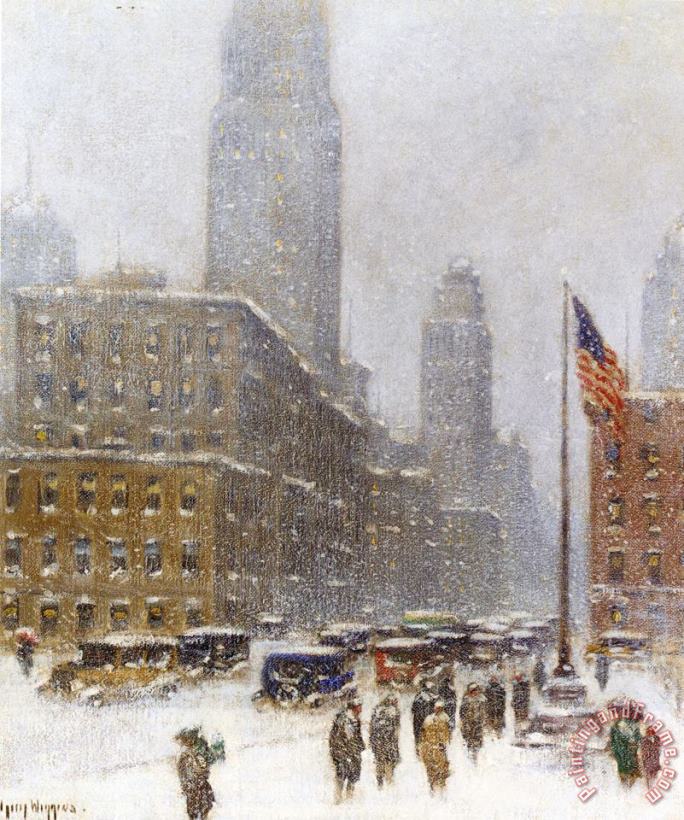 Guy Carleton Wiggins Empire State Building, Winter Art Print