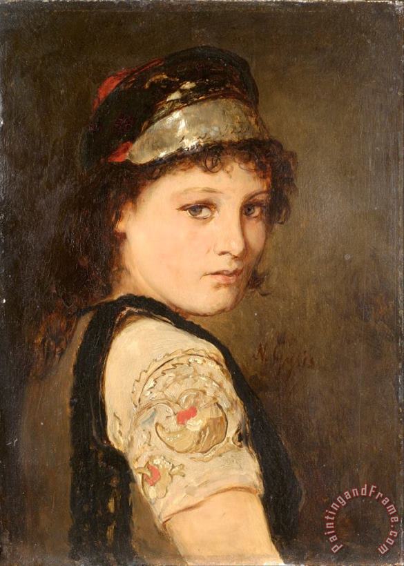 Gyzis Nikolaos Girl From Megara Art Painting