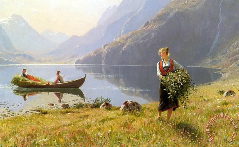 Hans Dahl On The Banks of The Fjord Art Print
