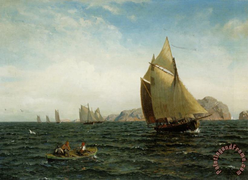 Hans Fredrik Gude Seilbater Pa Fjorden Art Painting