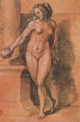 Hans Holbein the Younger Female Nude Stone Thrower
