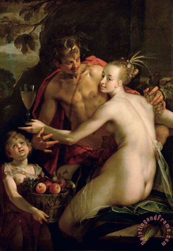 Bacchus, Ceres And Amor ( ) painting - Hans von Aachen Bacchus, Ceres And Amor ( ) Art Print