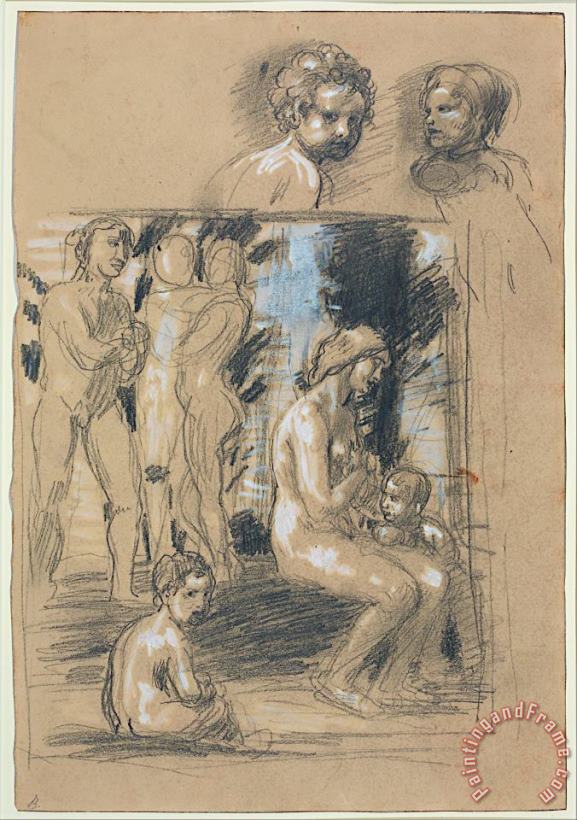 Hans von Marees Study for The Composition of in Praise of Modesty Art Painting