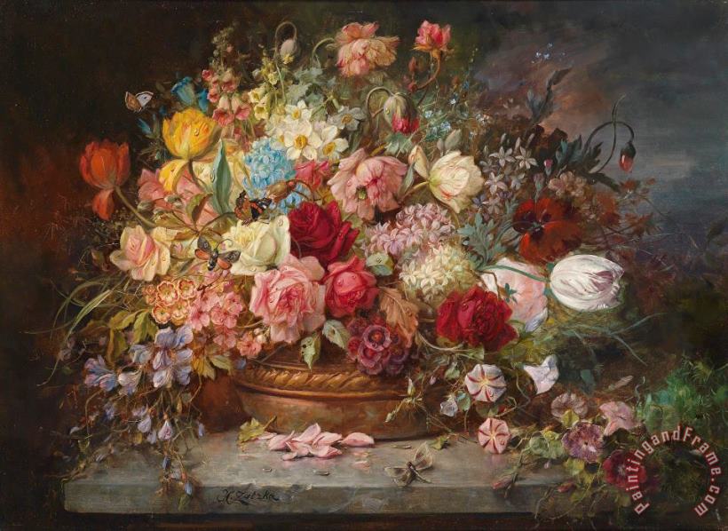 Hans Zatzka Still Life with Spring Flowers Art Painting