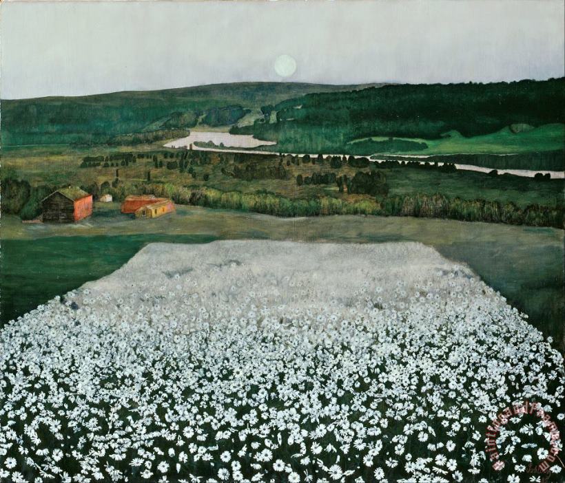 Harald Sohlberg Flower Meadow in The North Art Painting