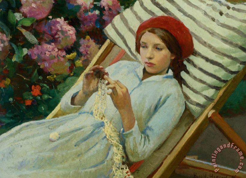 Harold Harvey Girl with a Red Hat Art Painting