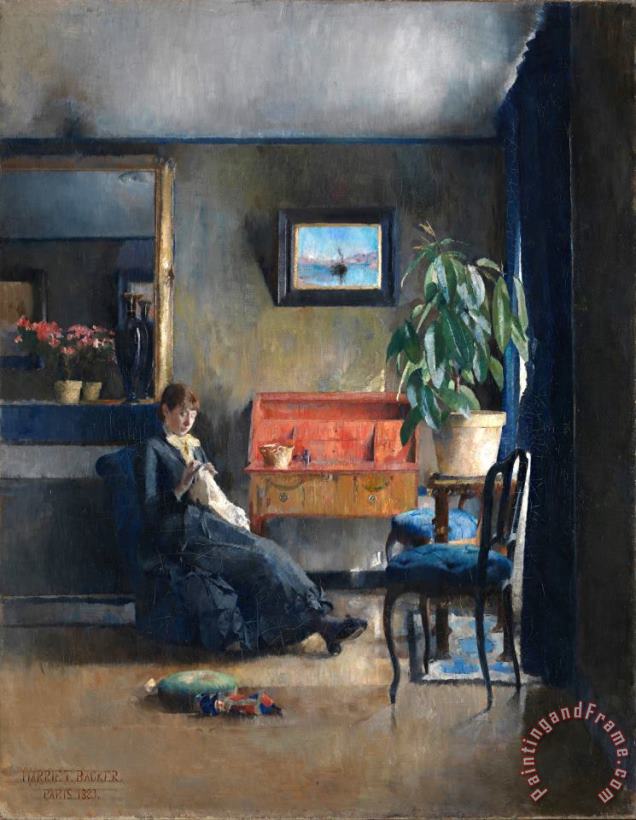 Harriet Backer Blue Interior Art Painting