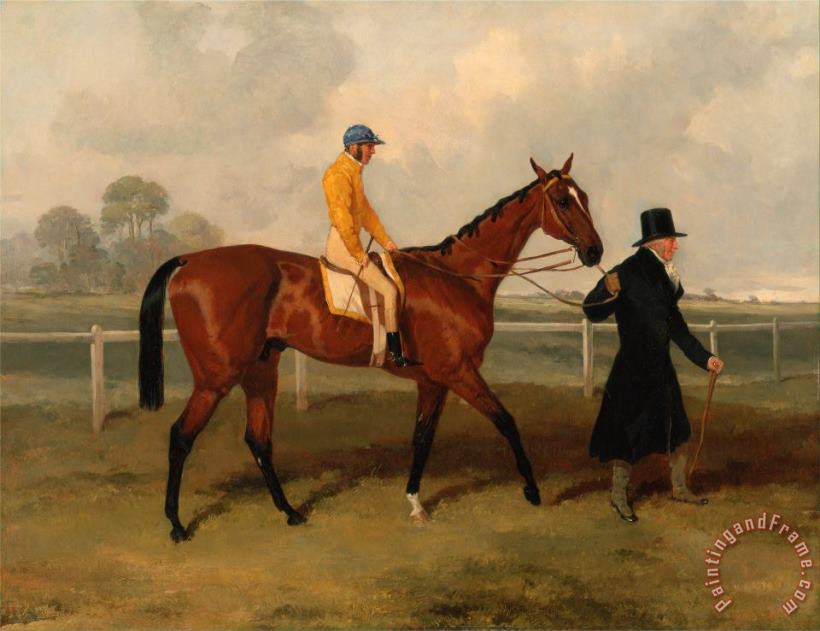 Harry Hall Sir Tatton Sykes Leading in The Horse 'sir Tatton Sykes' with William Scott Up Art Print