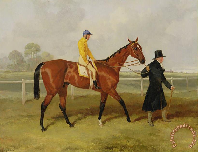 Harry Hall Sir Tatton Sykes Leading In The Horse Sir Tatton Sykes With William Scott Up Art Print