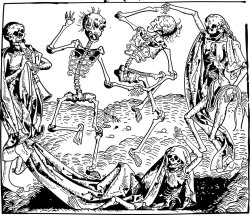 Hartmann Shedel Dance Macabre Medieval Wood Engraving