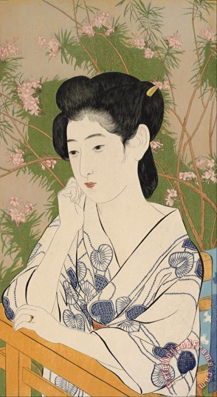 Hashiguchi Goyo Woman at a Hot Spring Hotel Art Painting