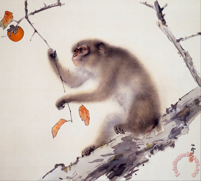 Monkey painting - Hashimoto Kansetsu Monkey Art Print