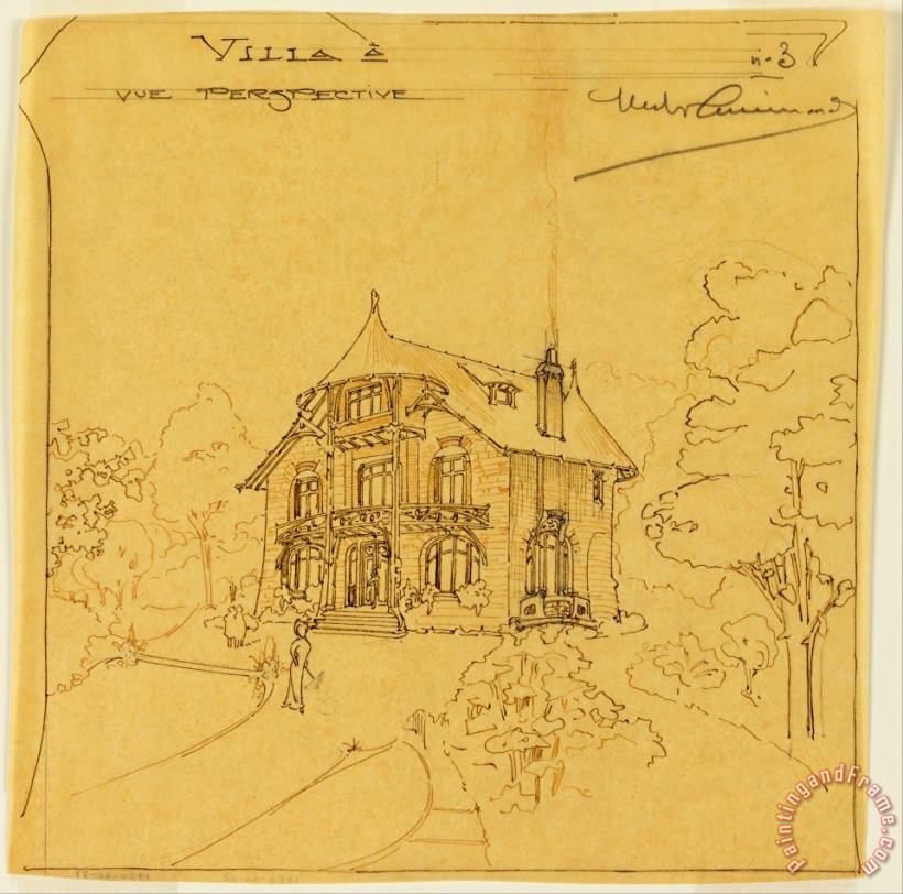 Hector Guimard Perspective View of a Villa Art Print