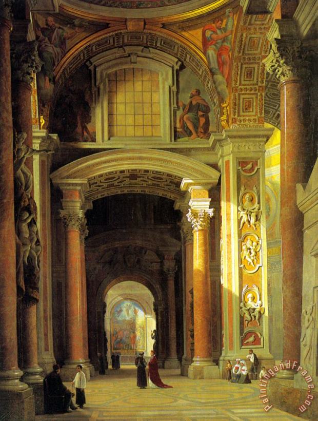 Interior of St. Peters, Rome painting - Heinrich Hansen Interior of St. Peters, Rome Art Print