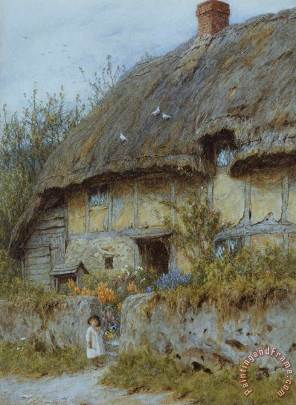 A Berkshire Cottage painting - Helen Allingham A Berkshire Cottage Art Print