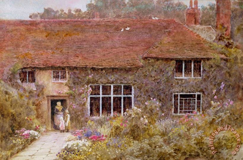 A Surrey Cottage painting - Helen Allingham A Surrey Cottage Art Print
