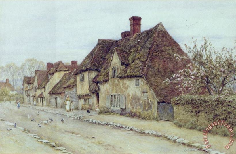 A Village Street Kent painting - Helen Allingham A Village Street Kent Art Print