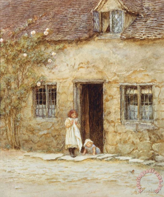 Helen Allingham At the Cottage Door Art Painting