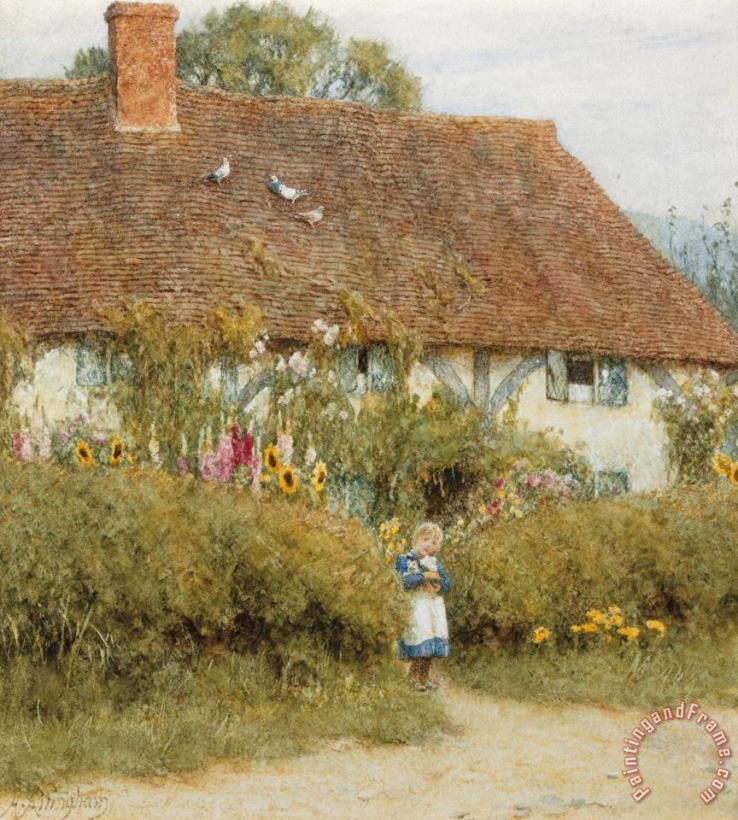 Helen Allingham Cottage at West Horsley Surrey Art Painting