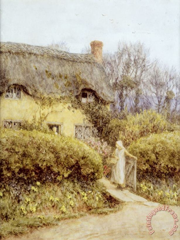 Helen Allingham Cottage near Freshwater Art Print