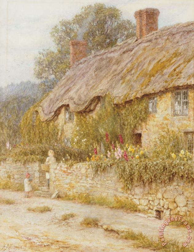 Helen Allingham Cottage near Wells Somerset Art Painting