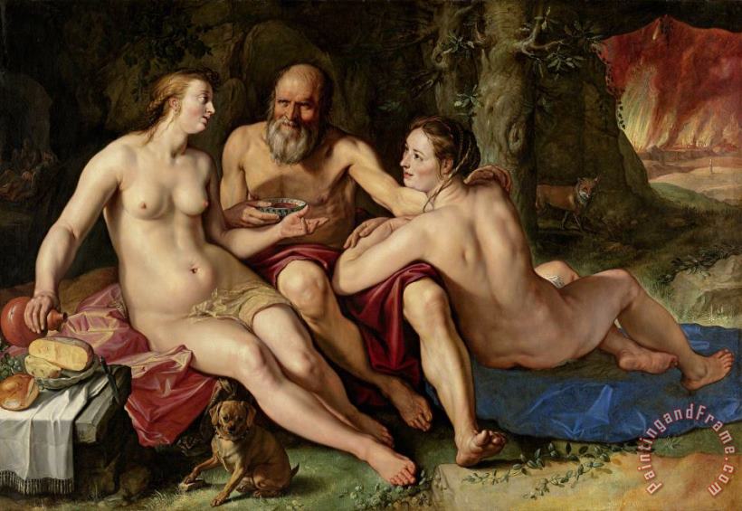 Hendrick Goltzius Lot And His Daughters Art Painting