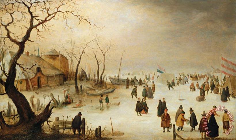 A Winter River Landscape With Figures On The Ice painting - Hendrik Avercamp A Winter River Landscape With Figures On The Ice Art Print