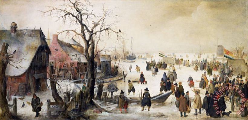 Hendrik Avercamp Winter Scene on a Canal Art Painting