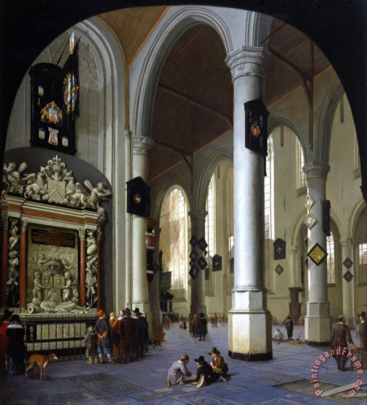 Hendrik Van Vliet Old Church in Delft with The Tomb of Admiral Tromp Art Painting